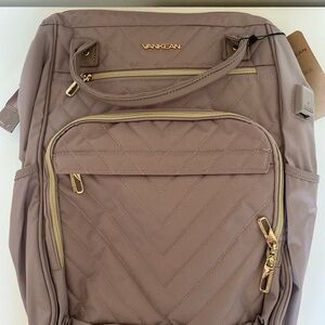 Vankean Quilted Backpack with Gold Zippers